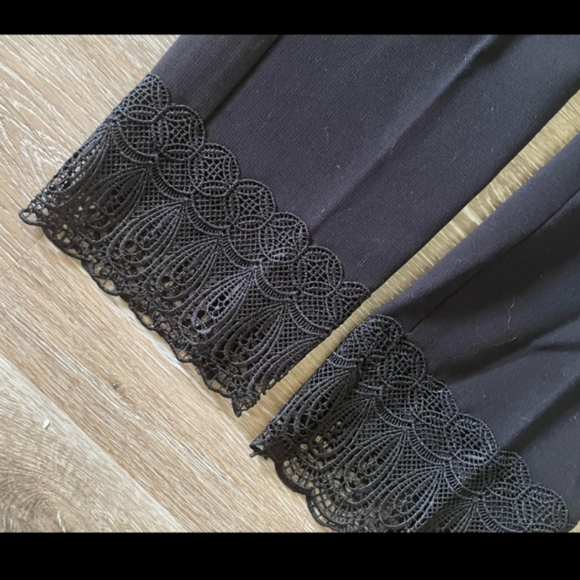 🆕Ann Taylor | The Ankle Pants Black Lace Hem Dress Pant Mid Rise Womens Size 2 - Picture 7 of 8
